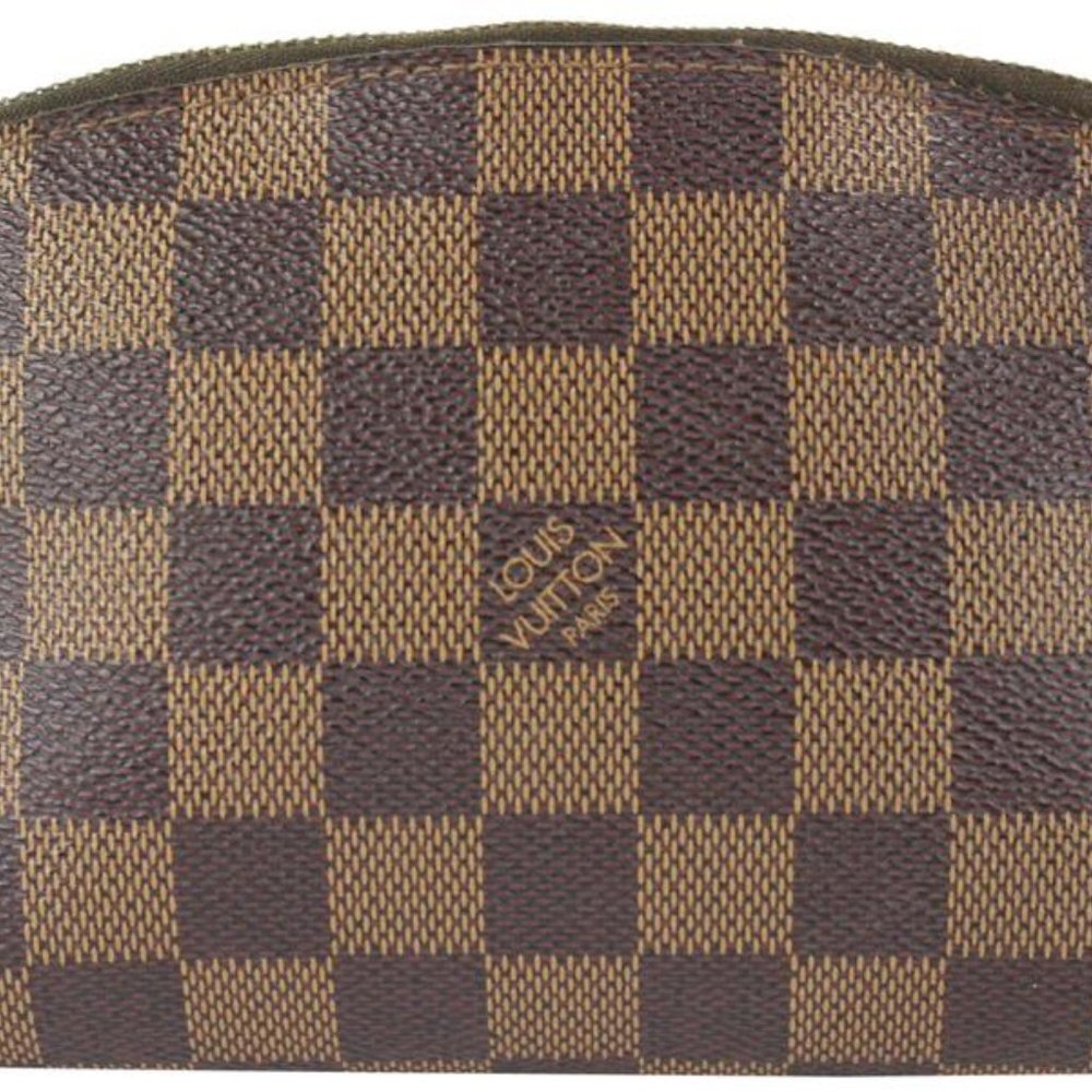 Louis Vuitton Damier Ebene Cosmetic Pouch Demi Ronde Toiletry Pouch 104lv56